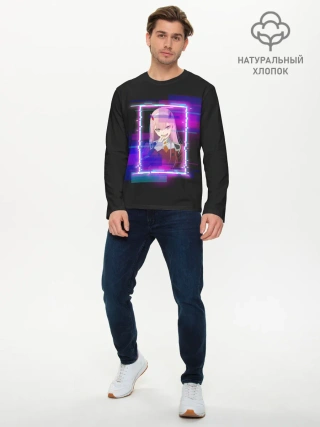 Мужской лонгслив базовый / Ноль Два. Неоновая Рамка