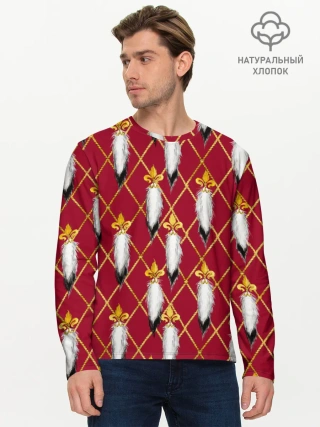 Мужской лонгслив базовый / Tassels red gold 3D space