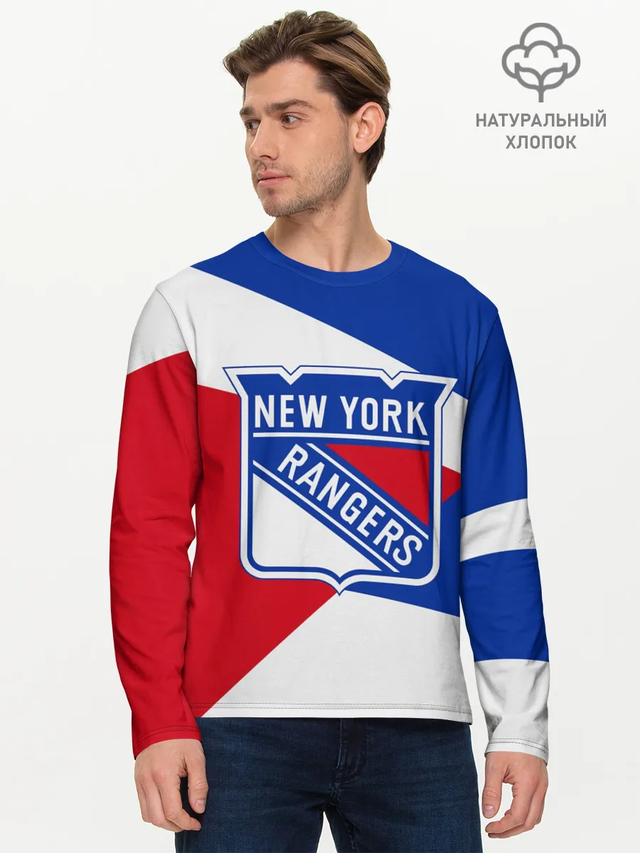 Мужской лонгслив базовый / Нью-Йорк Рейнджерс