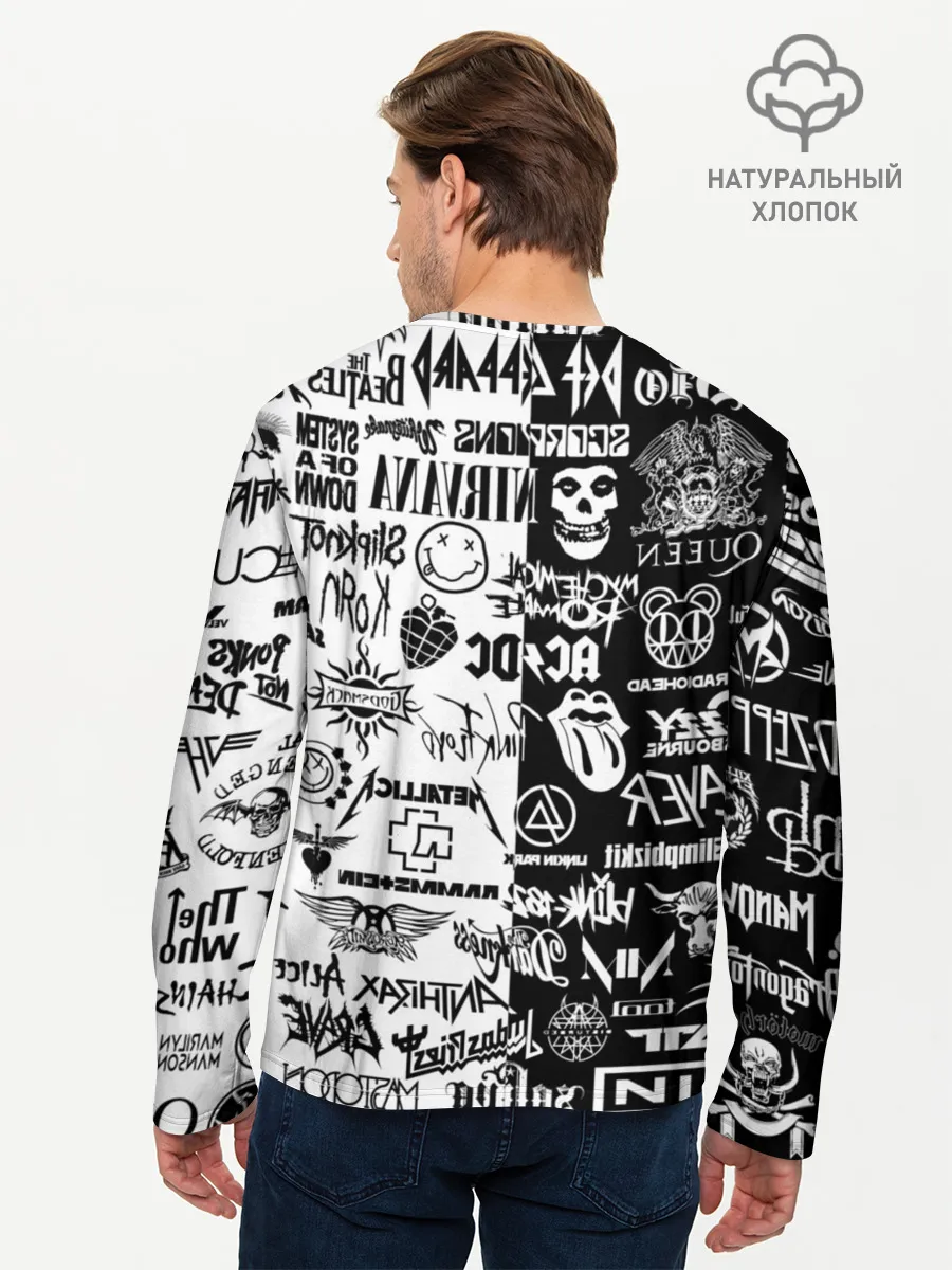 Мужской лонгслив базовый / Эмблемы Рок Групп