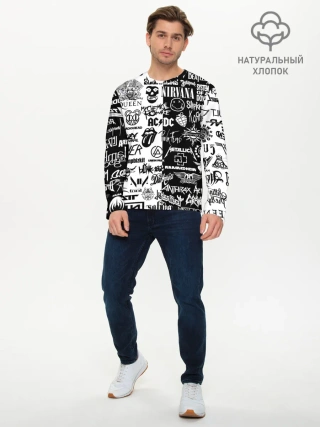 Мужской лонгслив базовый / Эмблемы Рок Групп