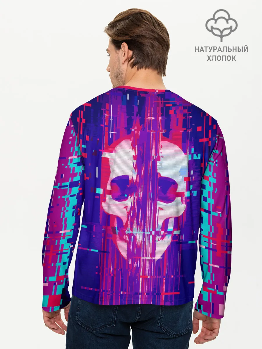 Мужской лонгслив базовый / Skull glitch