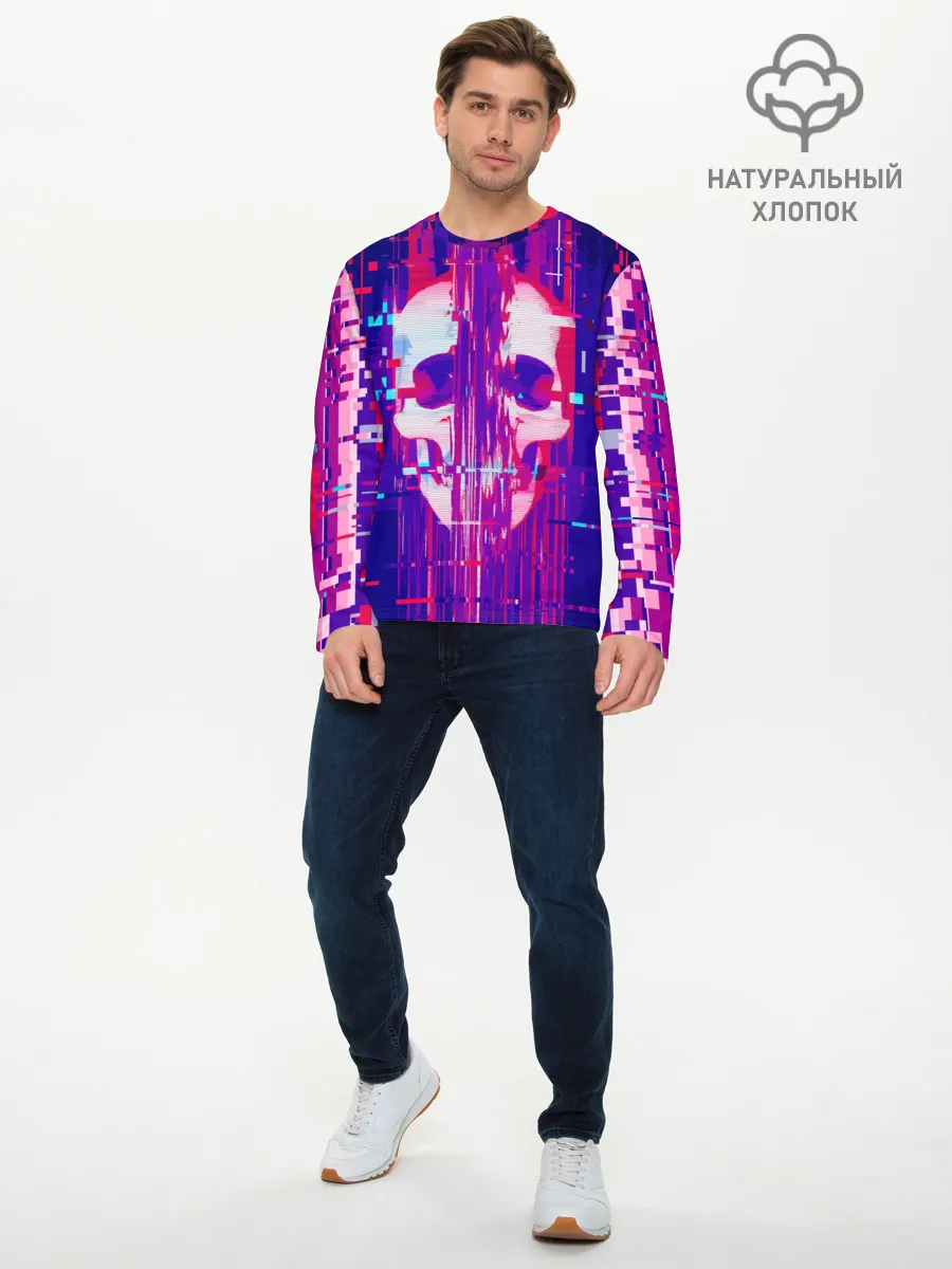 Мужской лонгслив базовый / Skull glitch
