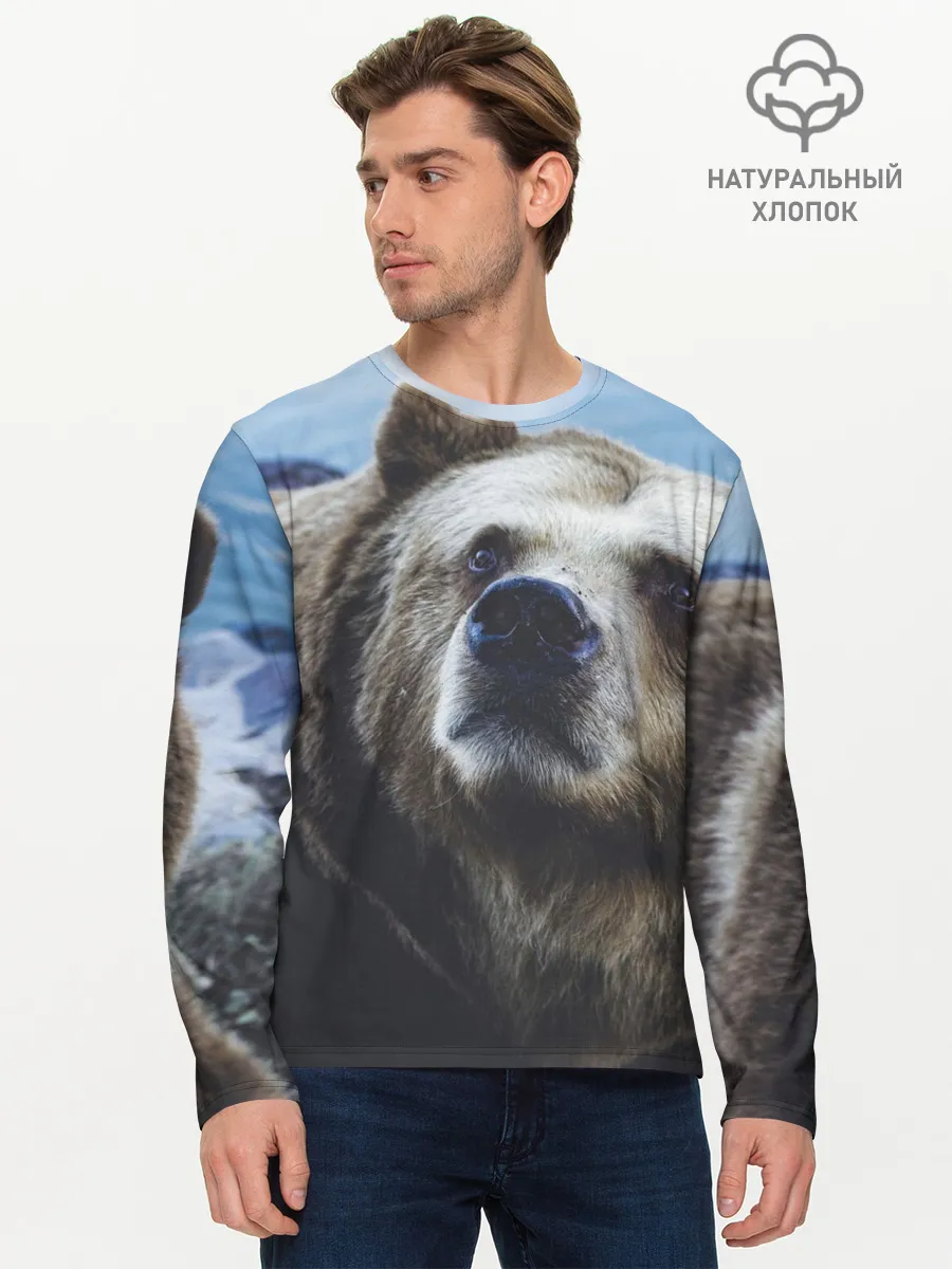 Мужской лонгслив базовый / Гризли
