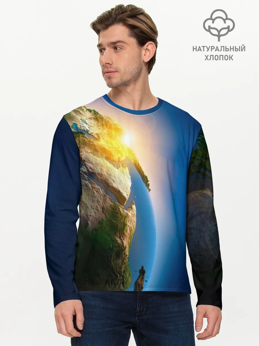 Мужской лонгслив базовый / Планета Земля