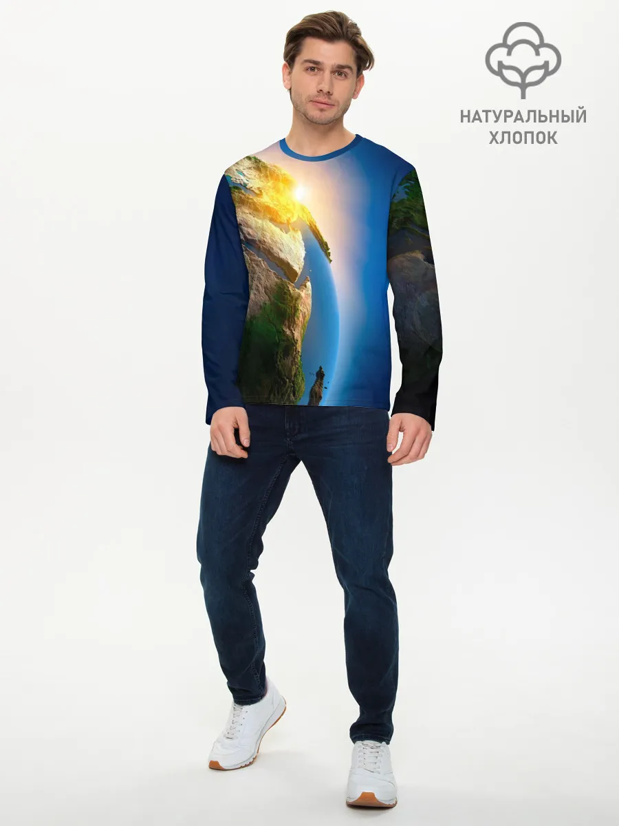 Мужской лонгслив базовый / Планета Земля