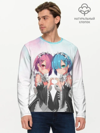 Мужской лонгслив базовый / Re:Zero, Рам и Рем