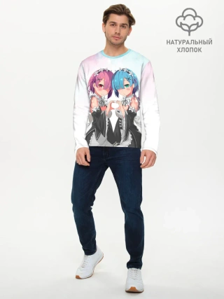 Мужской лонгслив базовый / Re:Zero, Рам и Рем