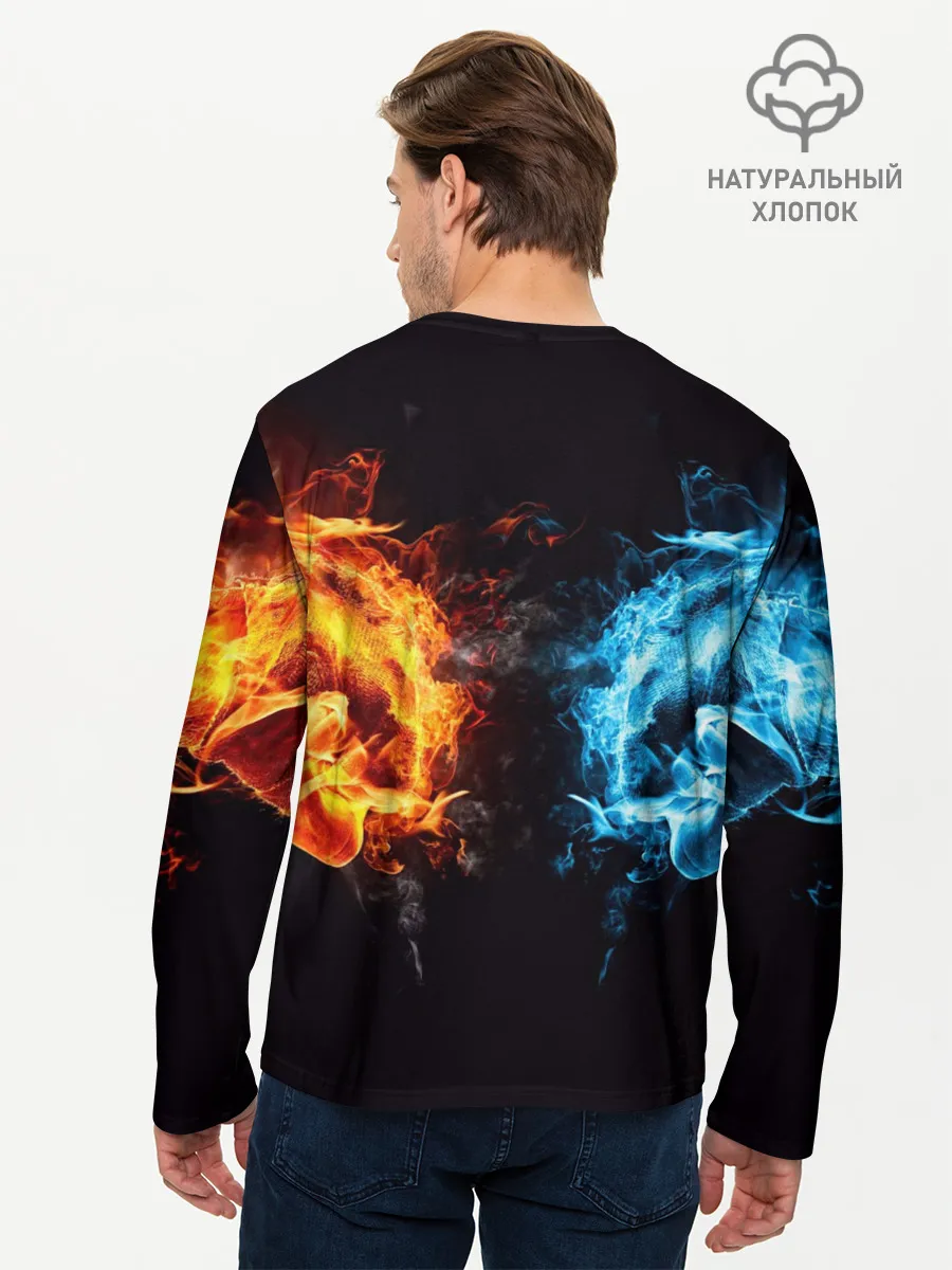 Мужской лонгслив базовый / Абстракция,Инь-Ян,Огонь,Вода