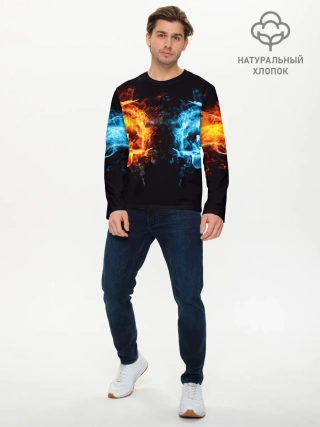 Мужской лонгслив базовый / Абстракция,Инь-Ян,Огонь,Вода