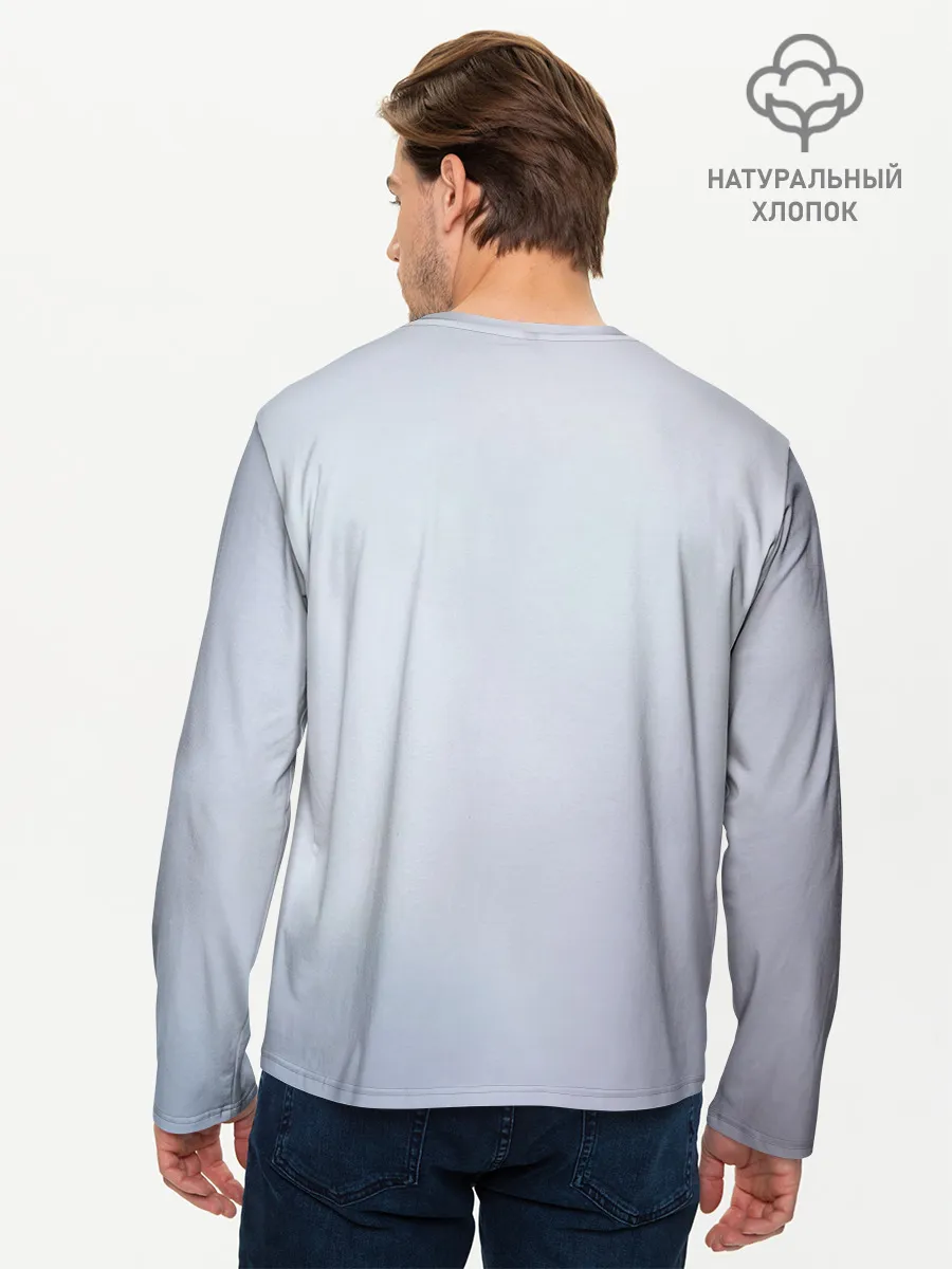 Мужской лонгслив базовый / Кот в шарфе