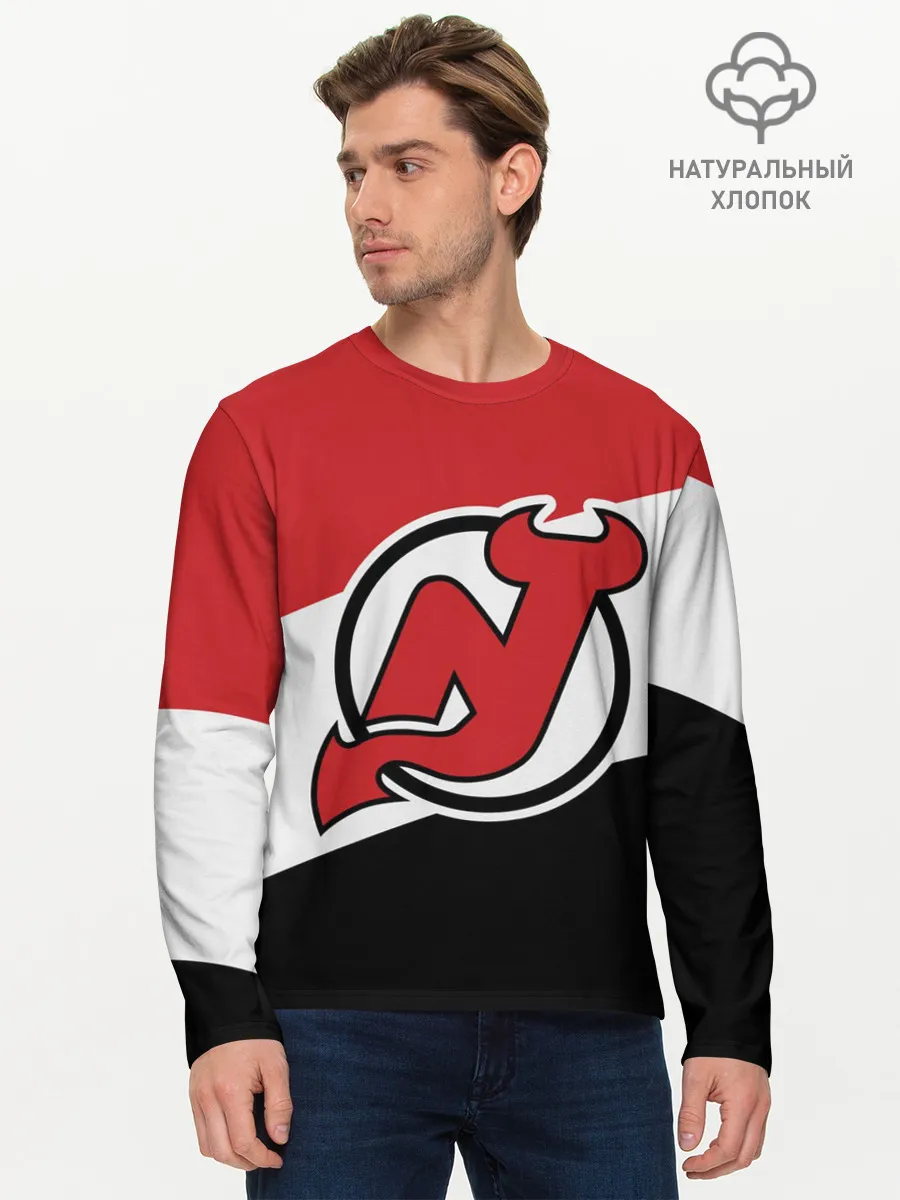 Мужской лонгслив базовый / Нью-Джерси Девилз