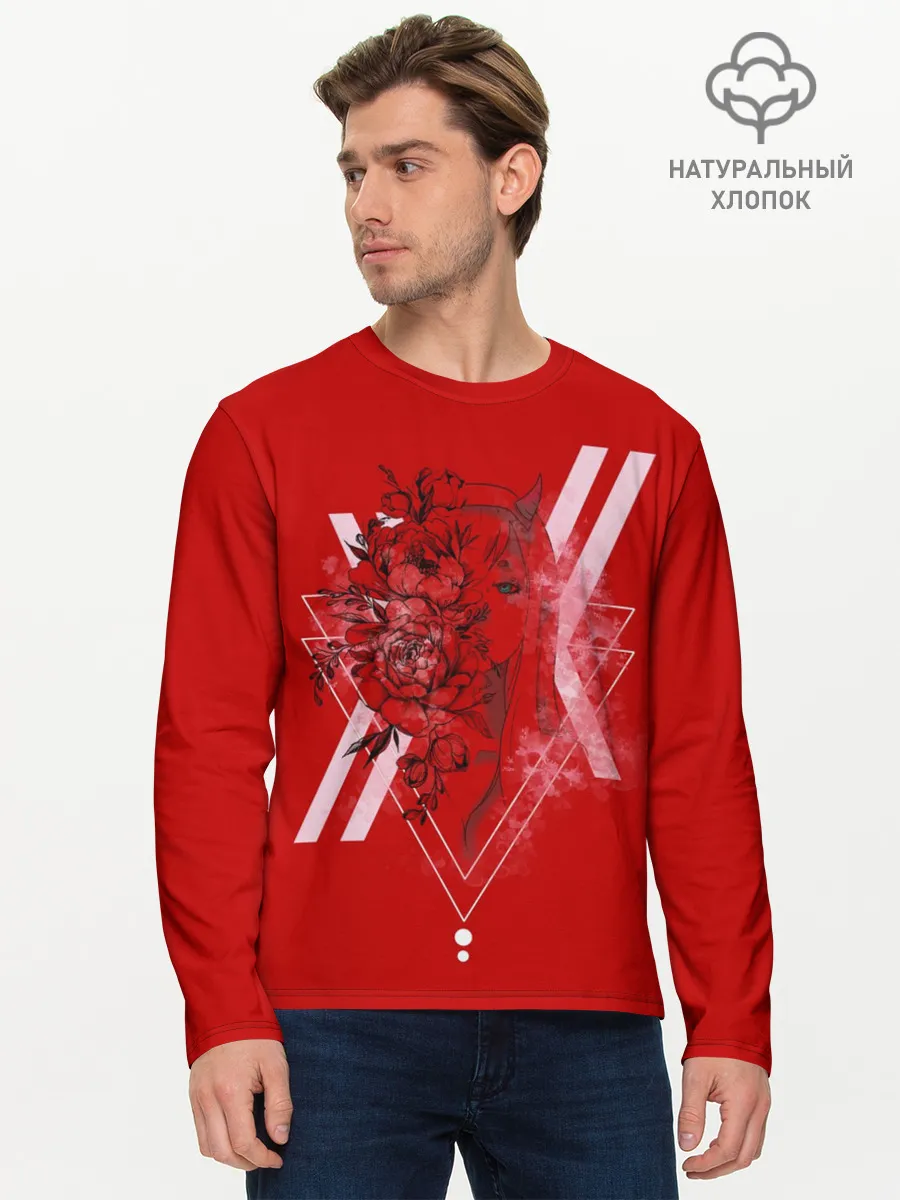 Мужской лонгслив базовый / Darling in the Franxx Настроение цвета роз
