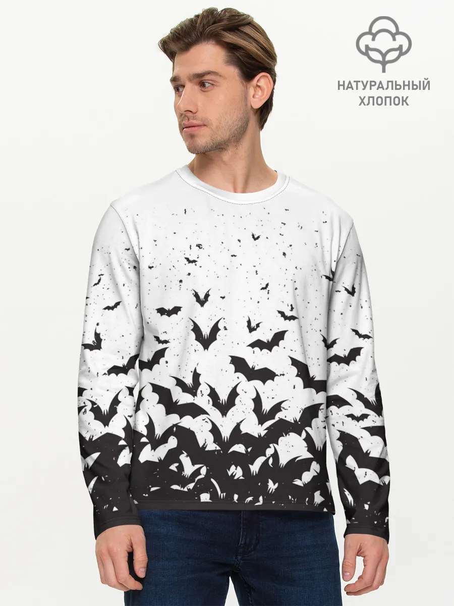 Мужской лонгслив базовый / Летучие мыши