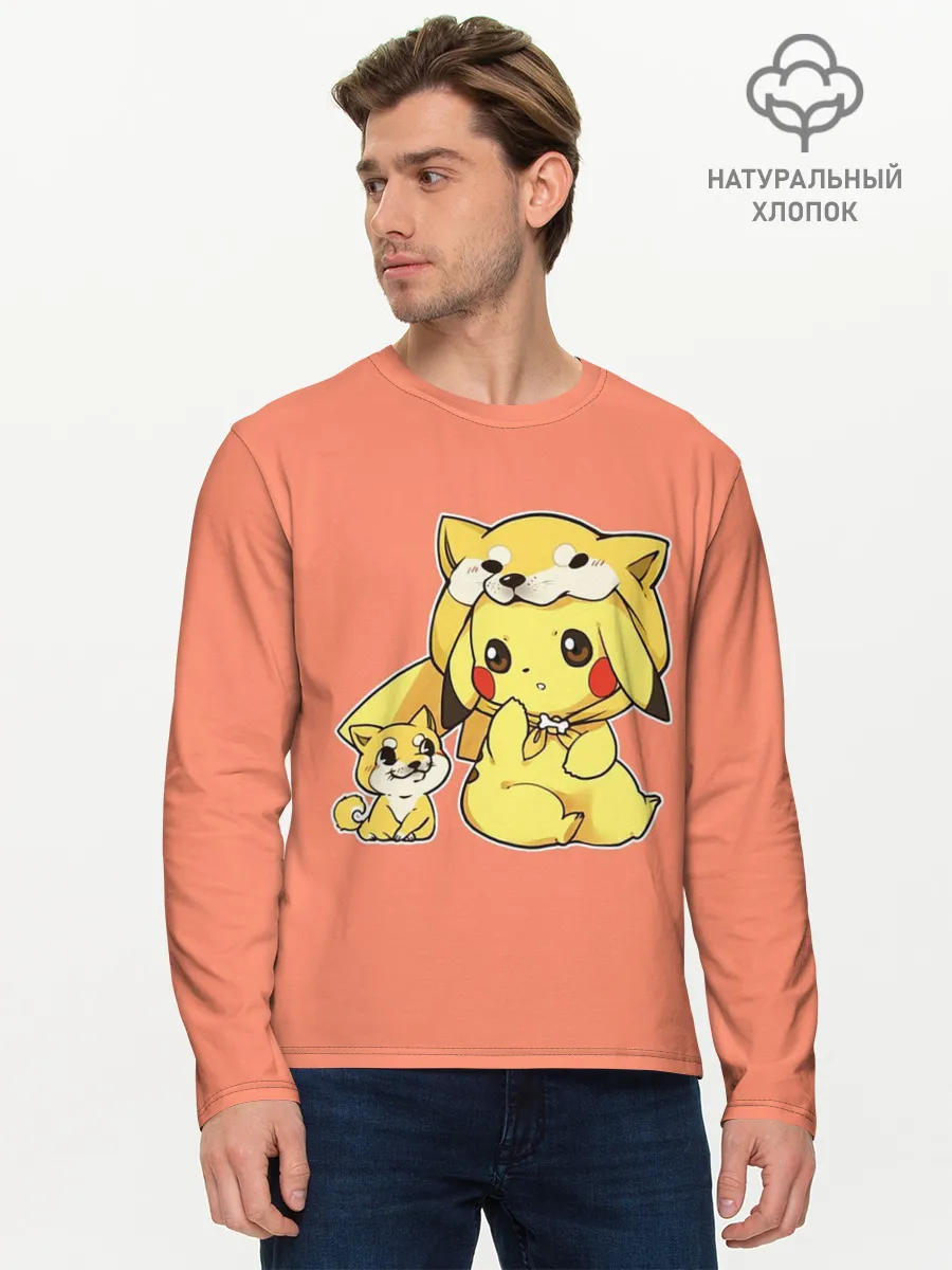 Мужской лонгслив базовый / Pikachu Pika Pika