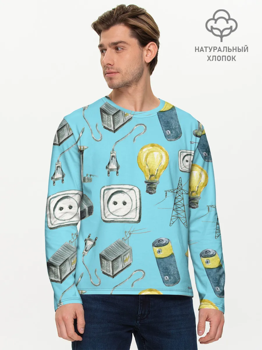 Мужской лонгслив базовый / Electricity and wires