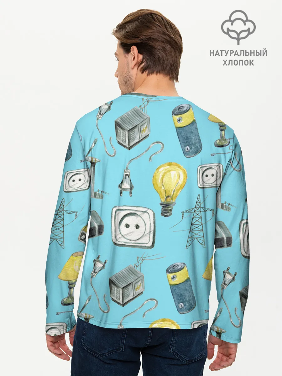 Мужской лонгслив базовый / Electricity and wires