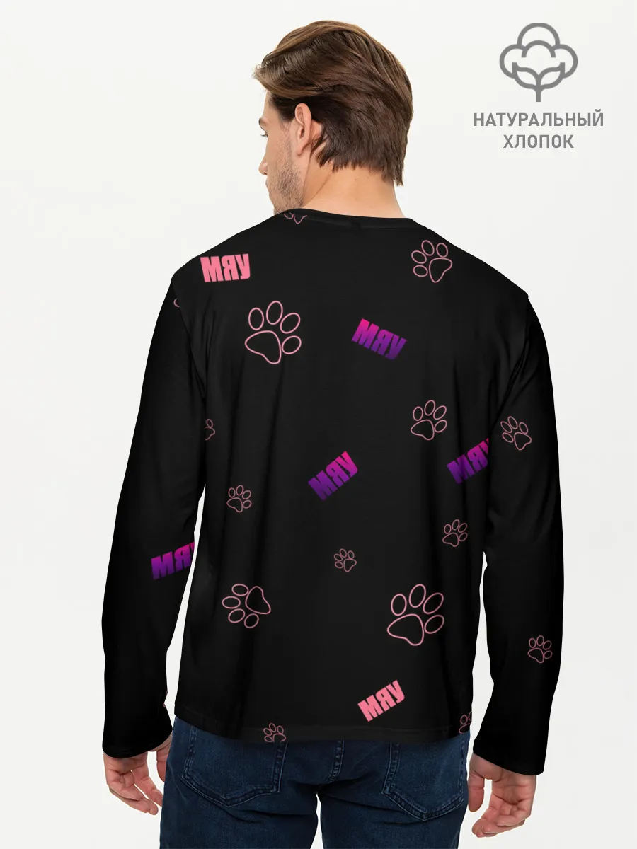 Мужской лонгслив базовый / Котик-антидепрессант