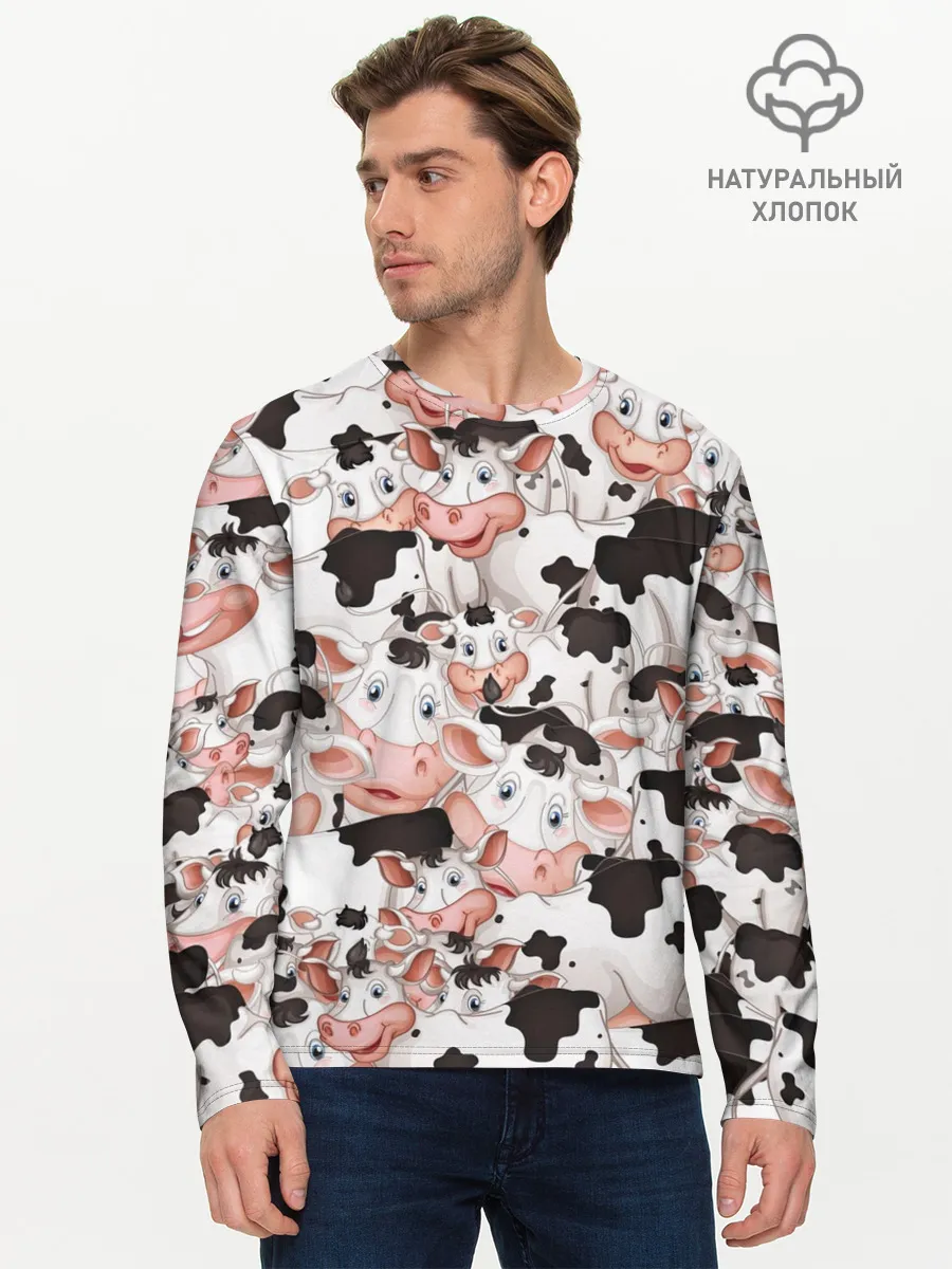 Мужской лонгслив базовый / Коровы