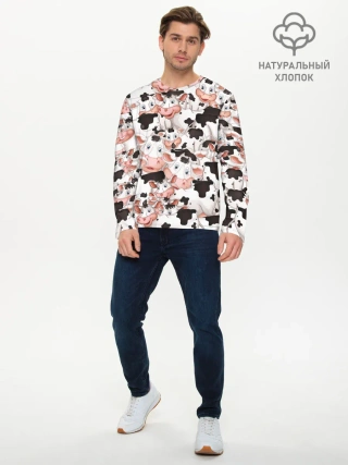 Мужской лонгслив базовый / Коровы