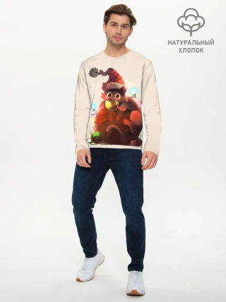 Мужской лонгслив базовый / Новогодний кот