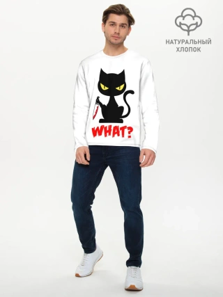 Мужской лонгслив базовый / What Cat