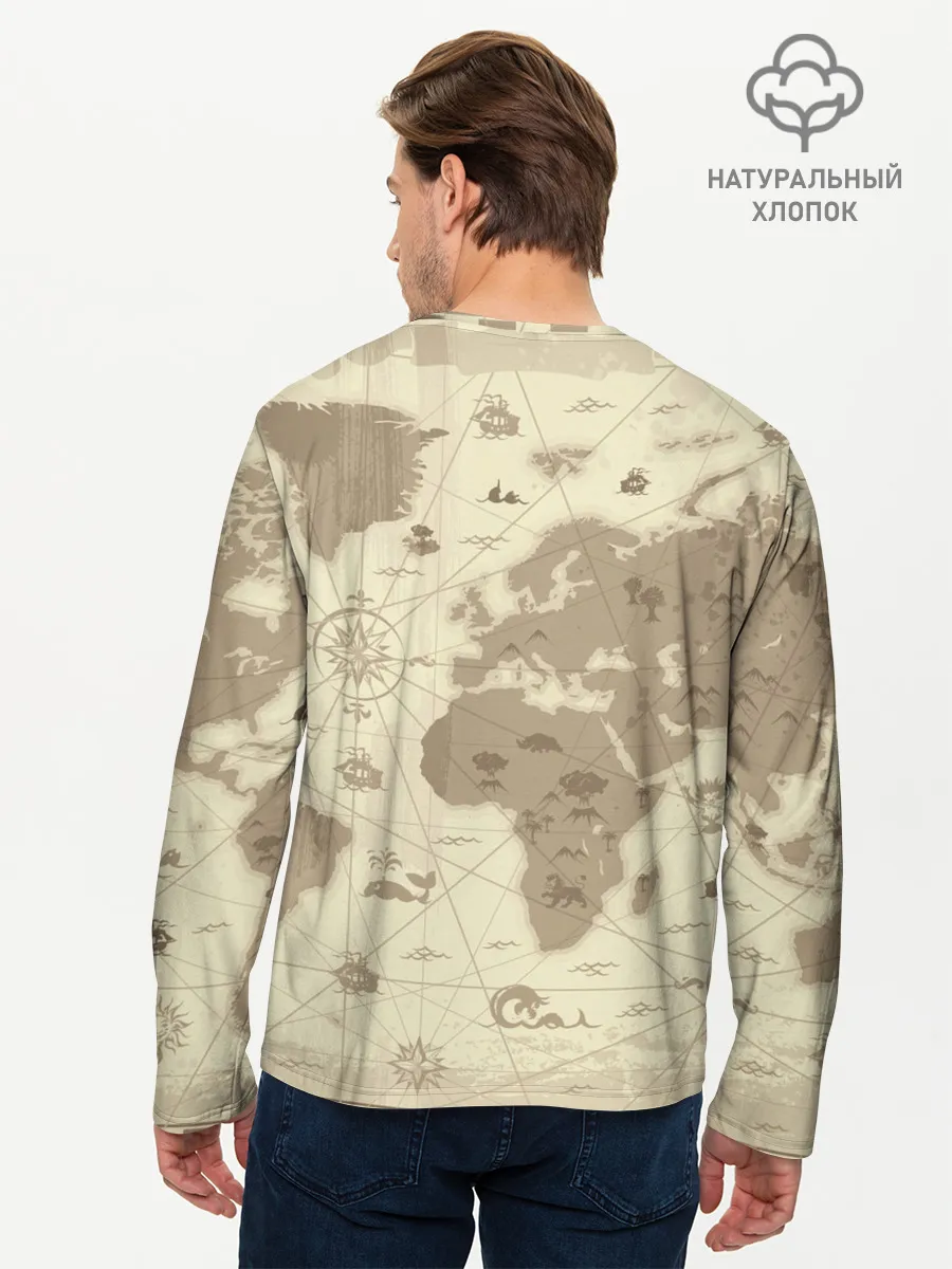 Мужской лонгслив базовый / Карта мира
