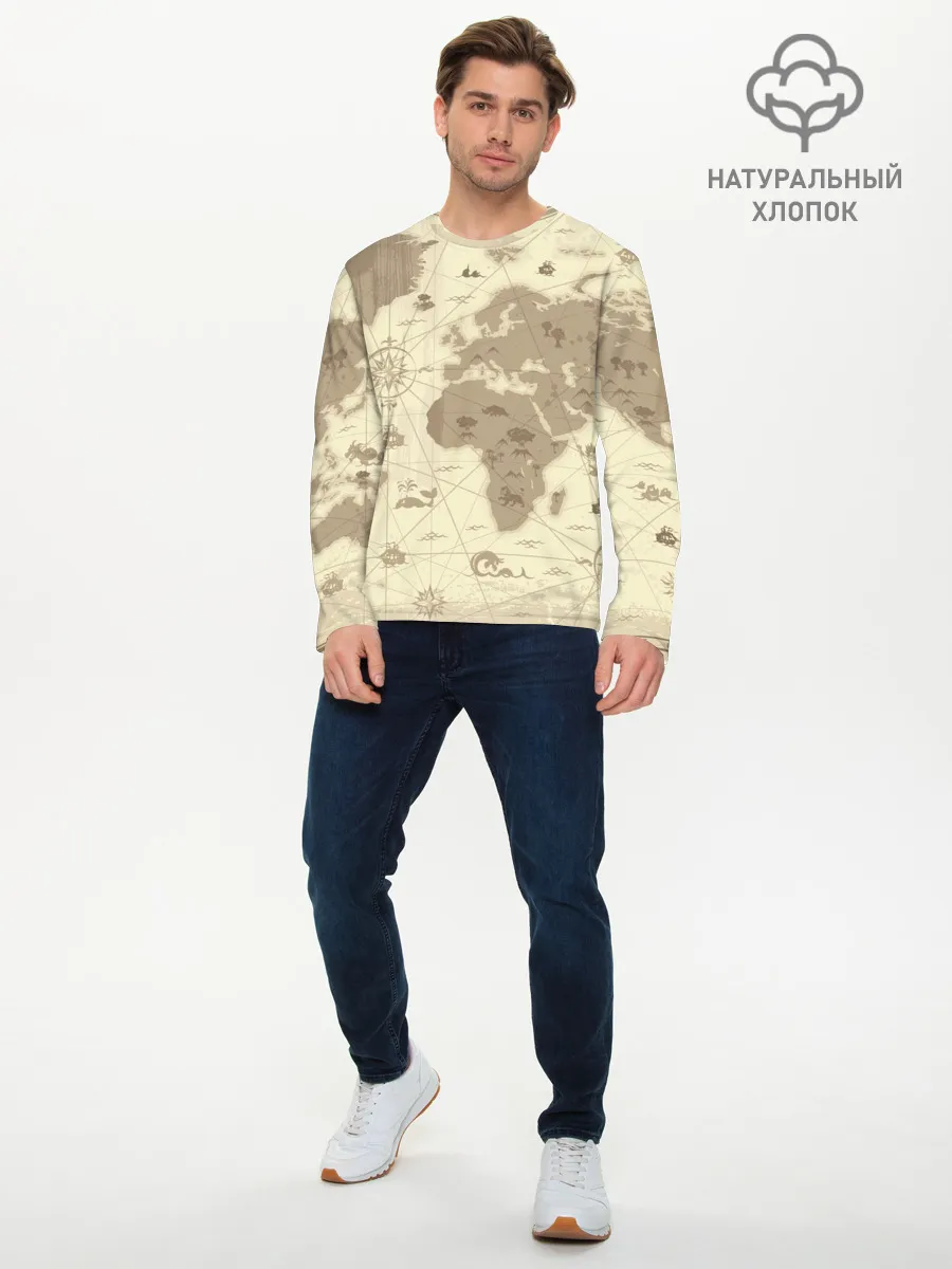 Мужской лонгслив базовый / Карта мира