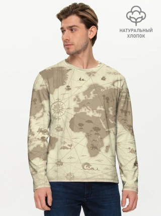 Мужской лонгслив базовый / Карта мира