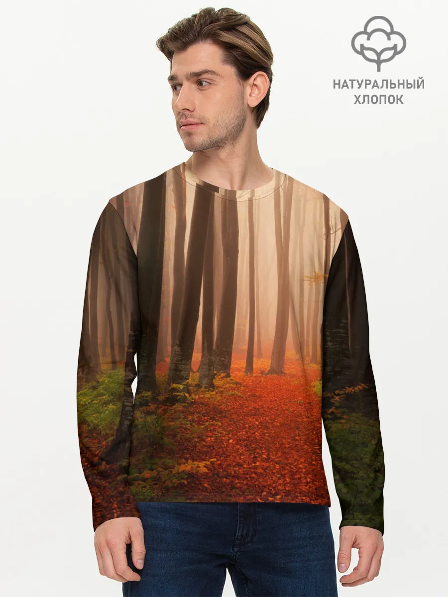 Мужской лонгслив базовый / Осенний лес