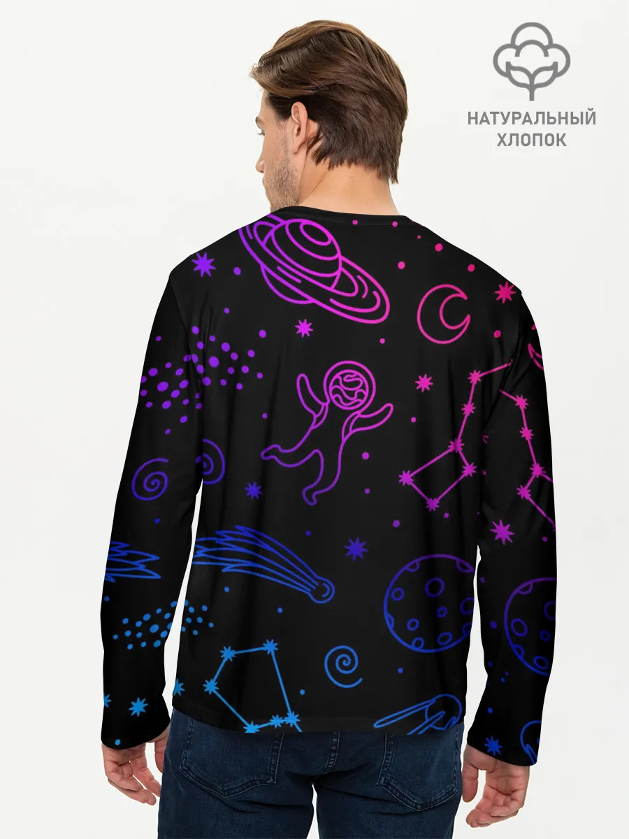 Мужской лонгслив базовый / Космический рисунок