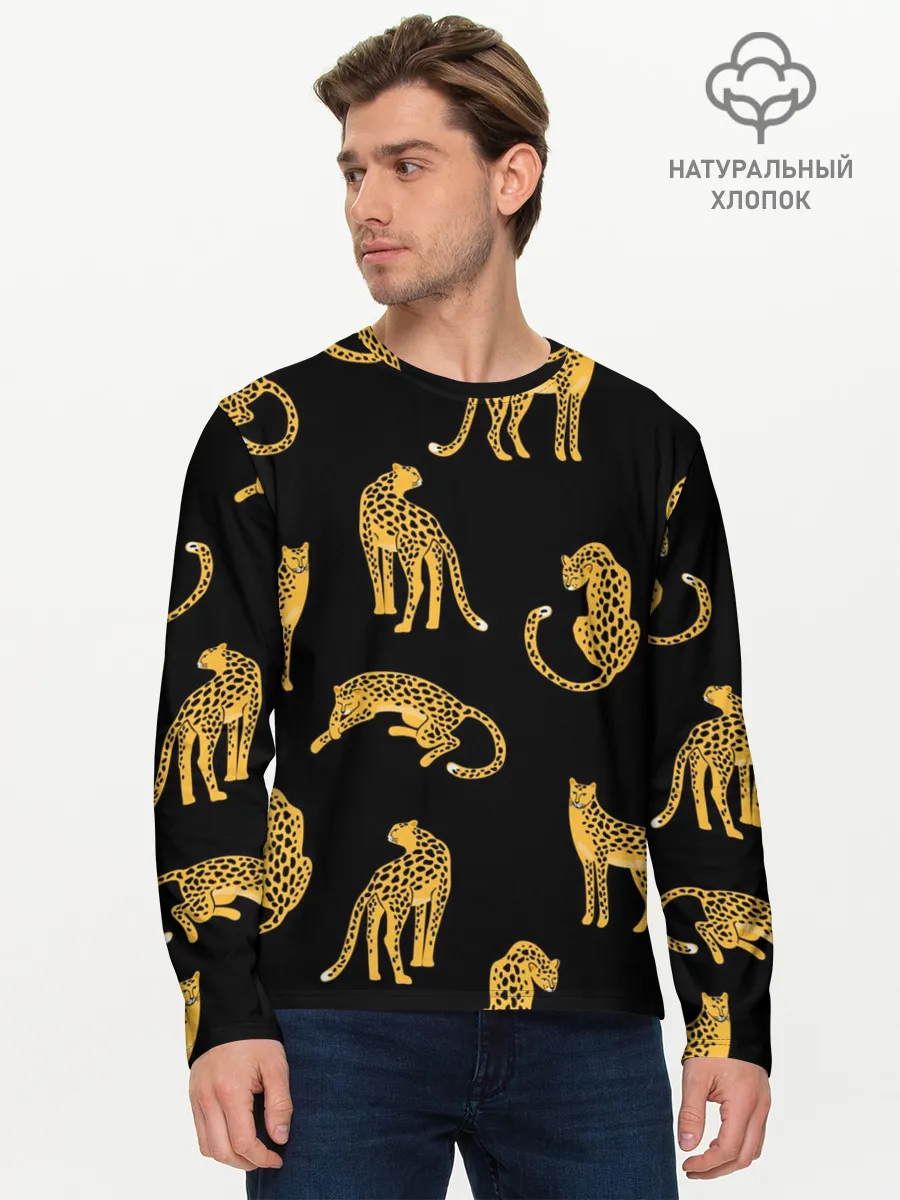 Мужской лонгслив базовый / Леопарды