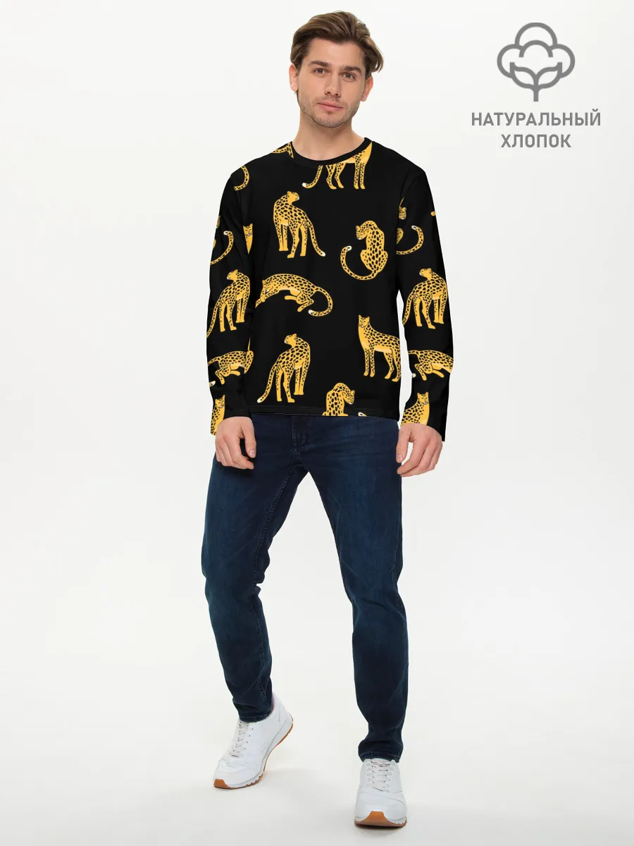 Мужской лонгслив базовый / Леопарды