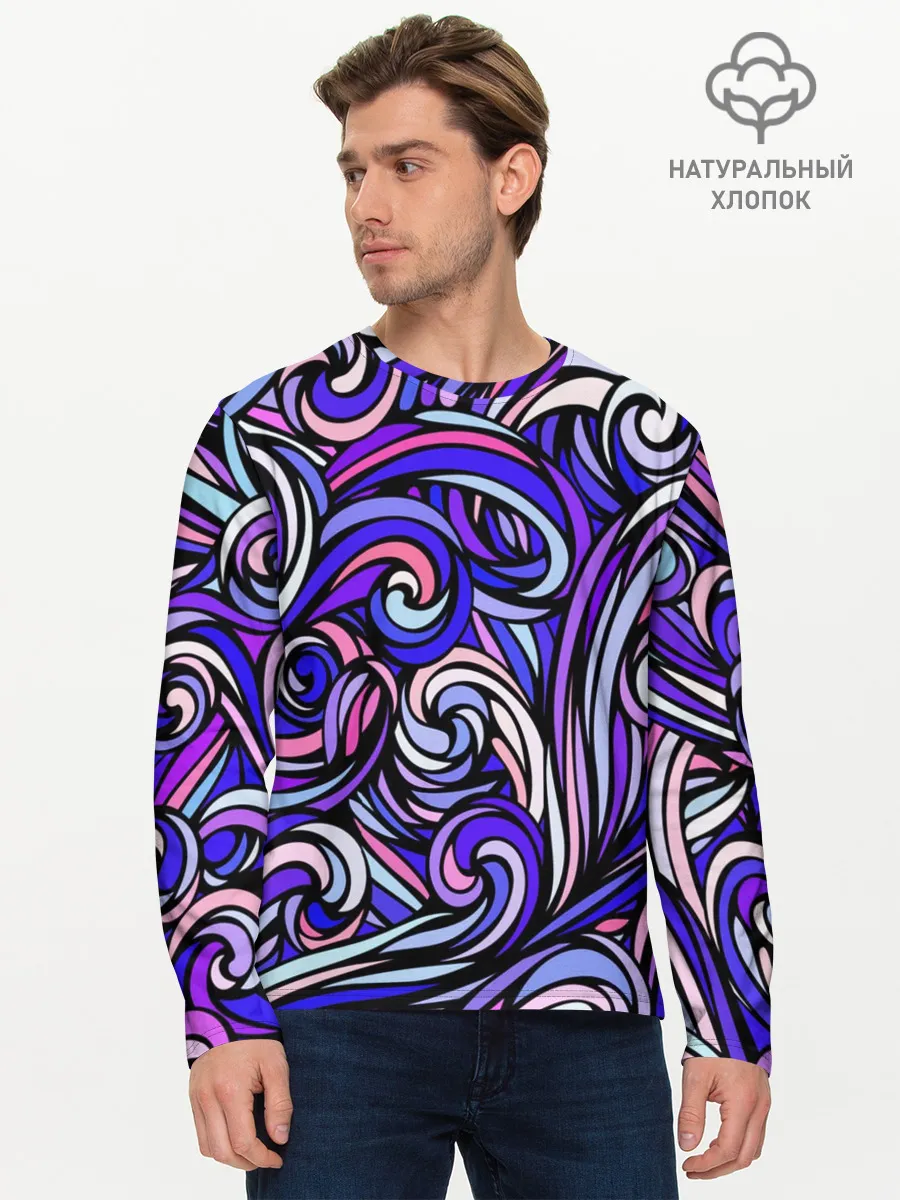 Мужской лонгслив базовый / Волны