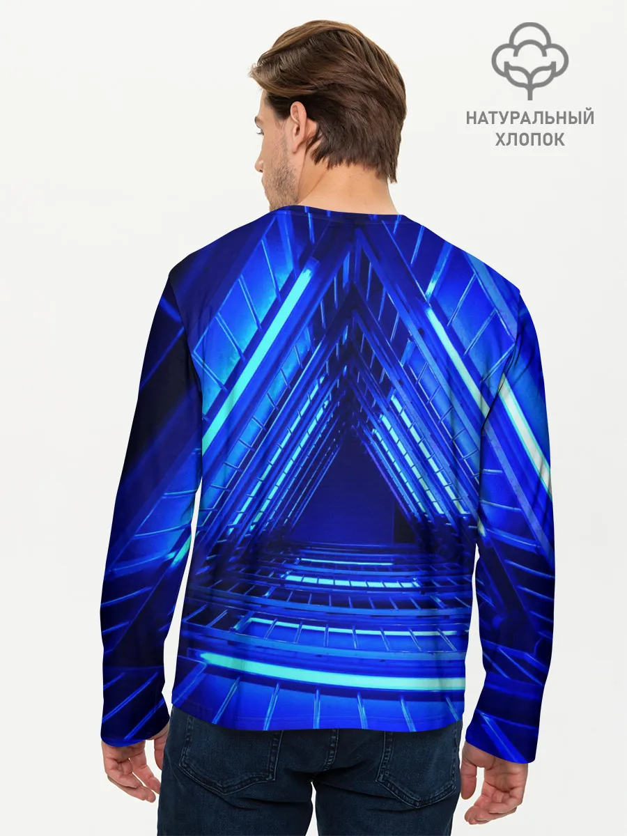 Мужской лонгслив базовый / Неоновый тоннель