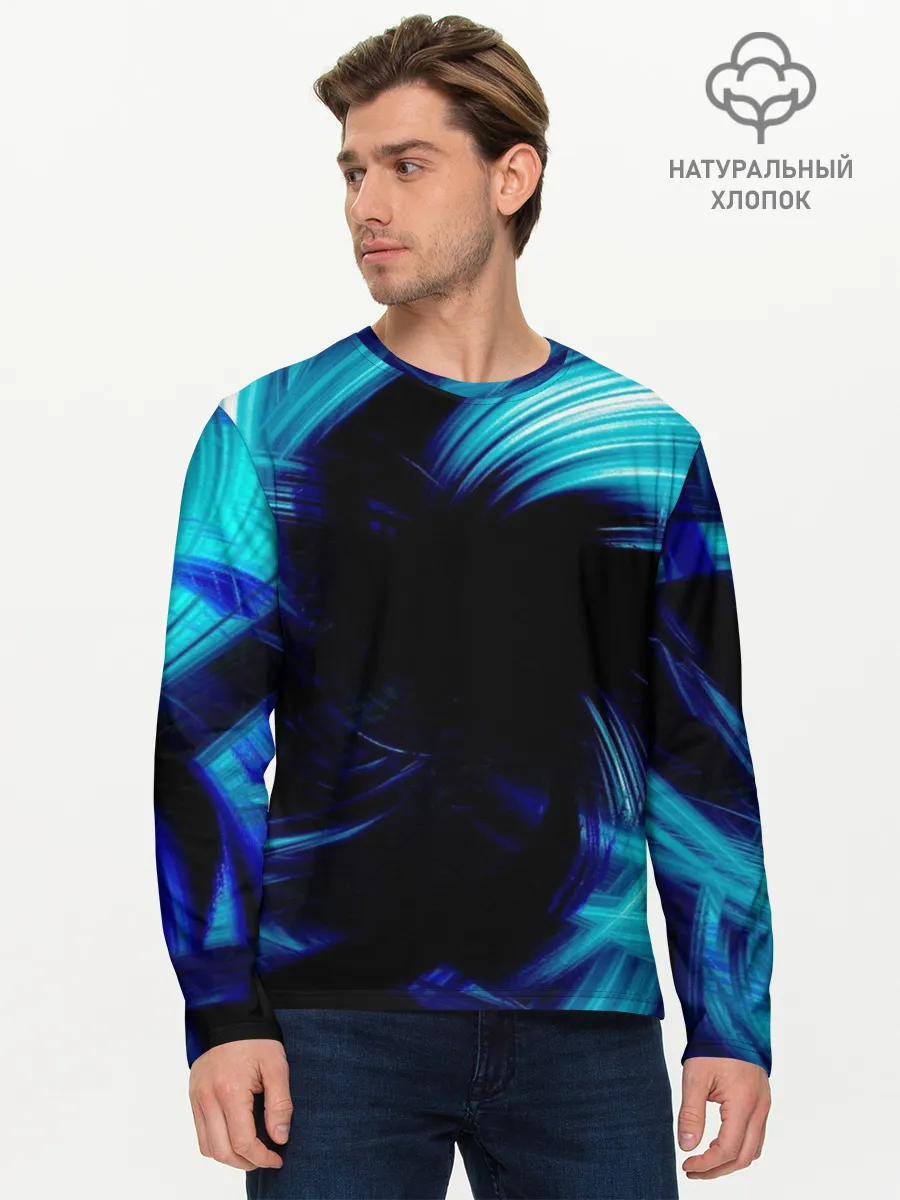 Мужской лонгслив базовый / Неоновый вихрь