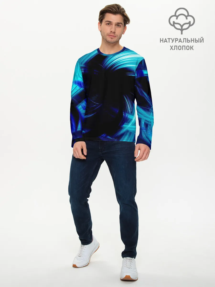 Мужской лонгслив базовый / Неоновый вихрь