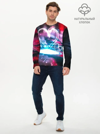 Мужской лонгслив базовый / Неоновое сердце