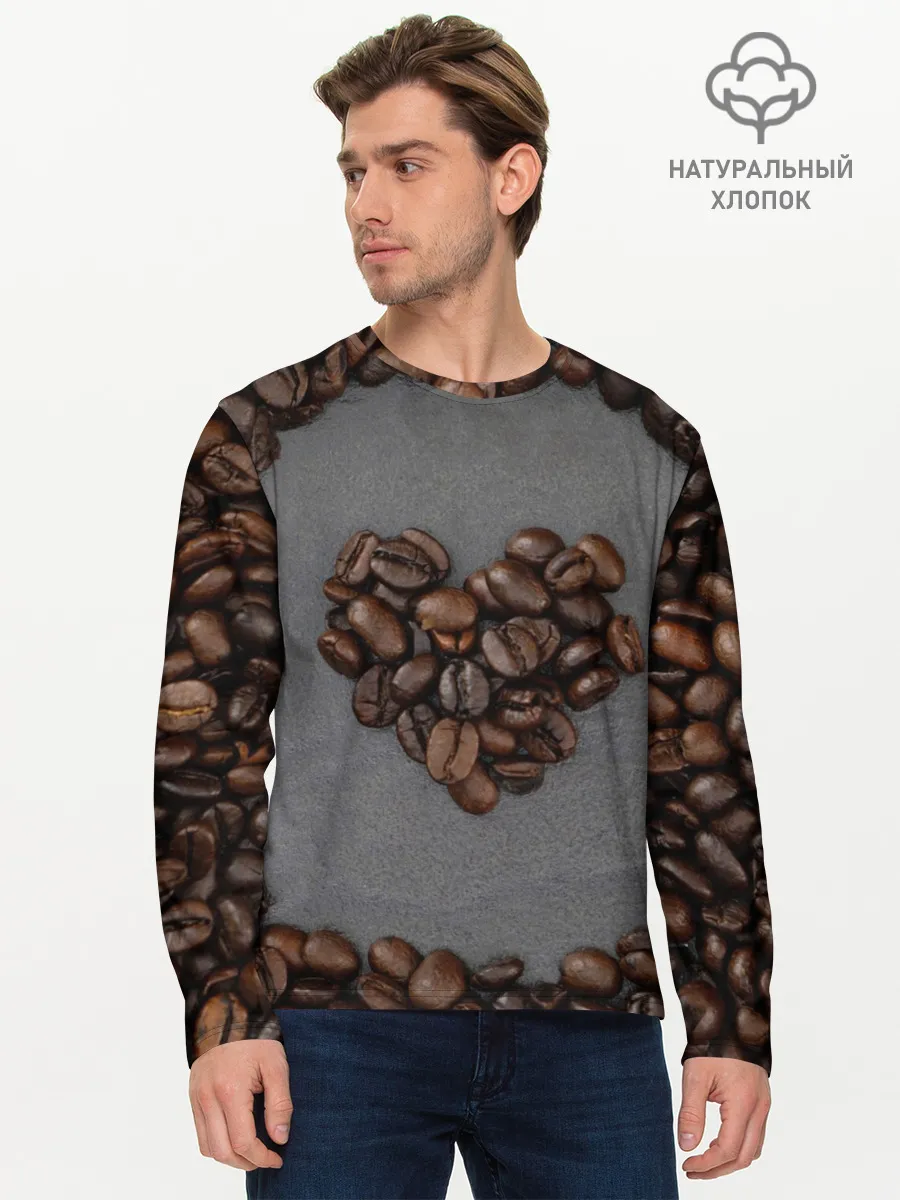 Мужской лонгслив базовый / Люблю кофе