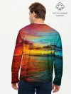 Мужской лонгслив базовый / Glitch Sunset