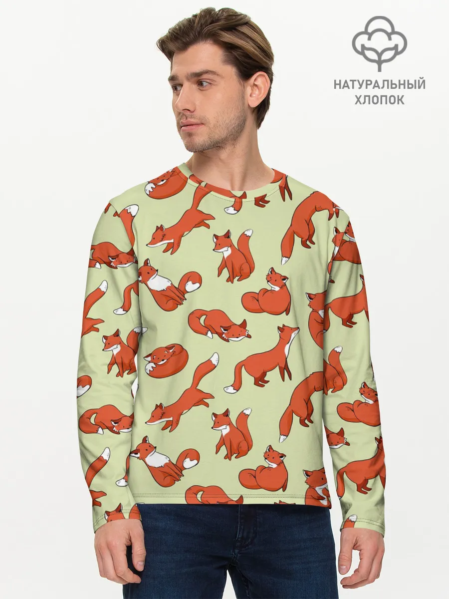 Мужской лонгслив базовый / Осенние лисички