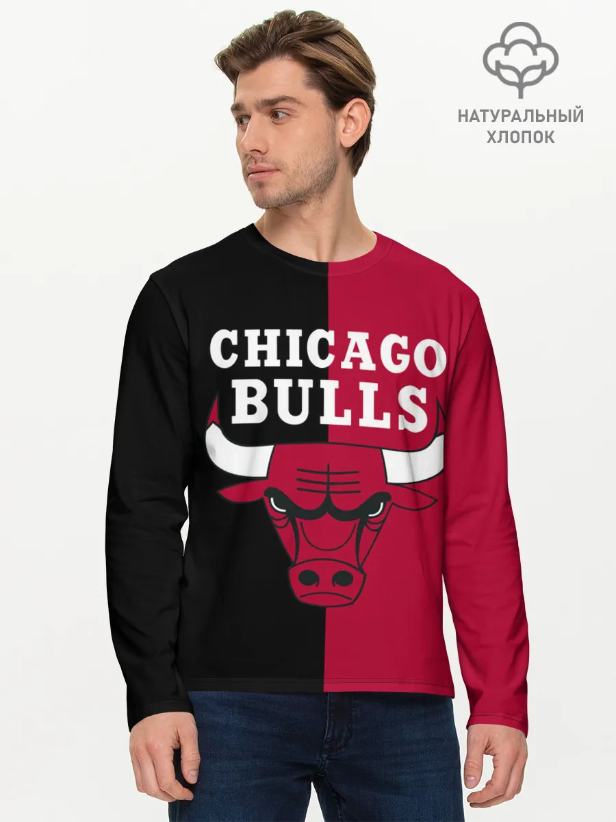 Мужской лонгслив базовый / Чикаго Буллз