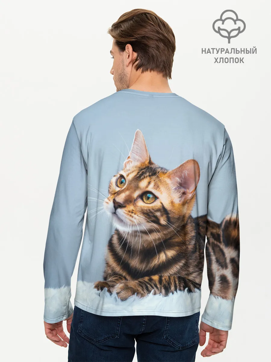 Мужской лонгслив базовый / Бенгальский кот
