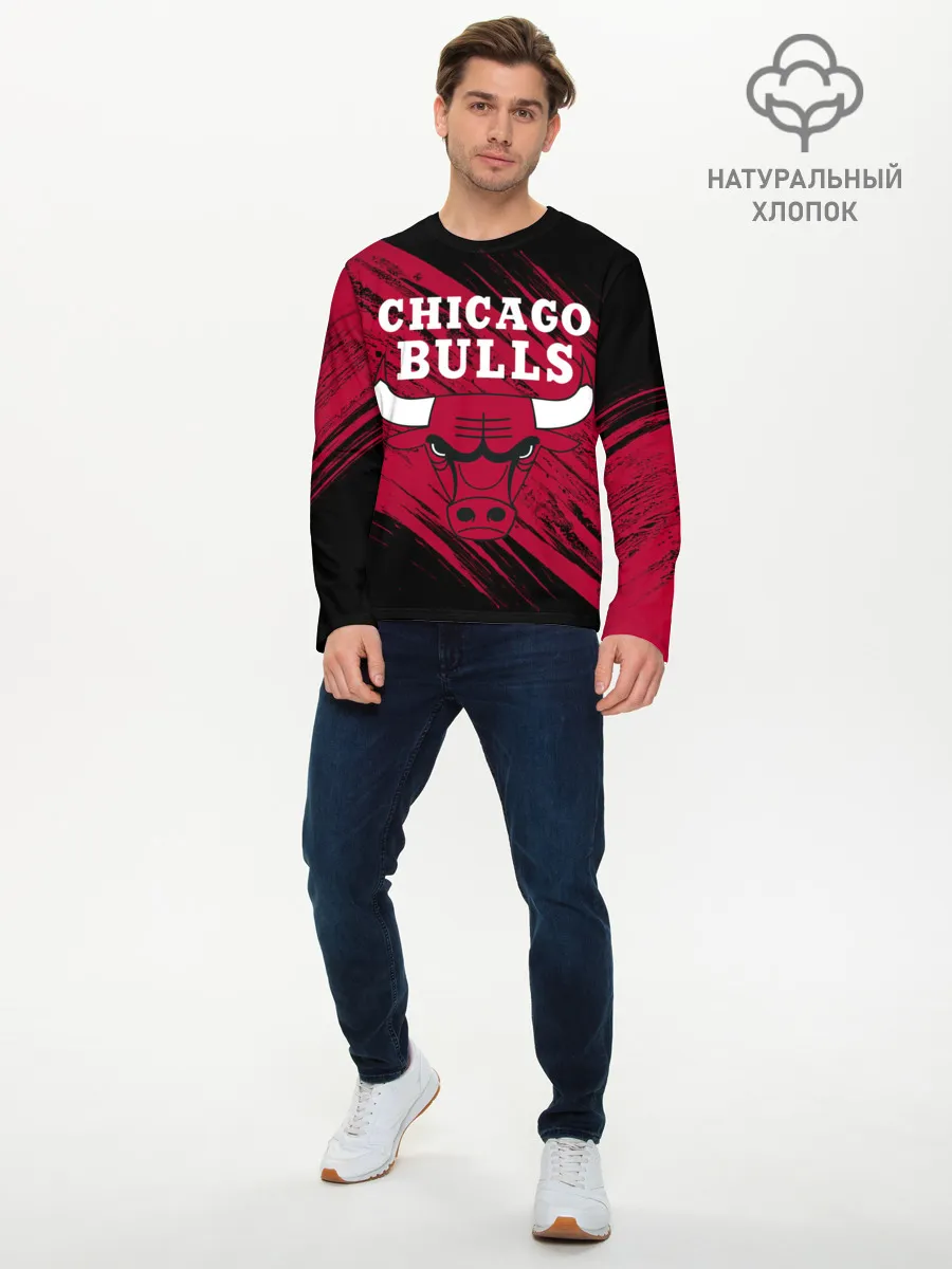 Мужской лонгслив базовый / Чикаго Буллз