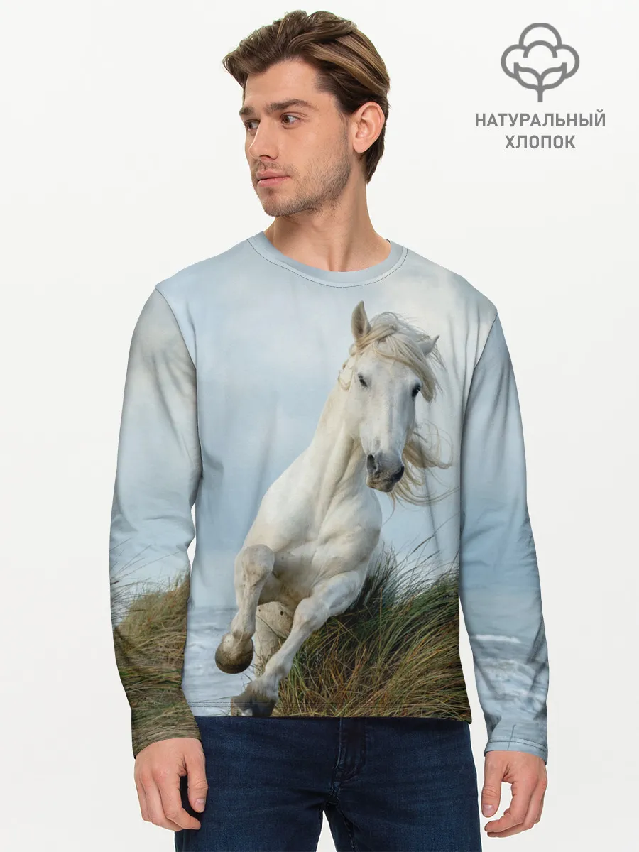 Мужской лонгслив базовый / Лошадь