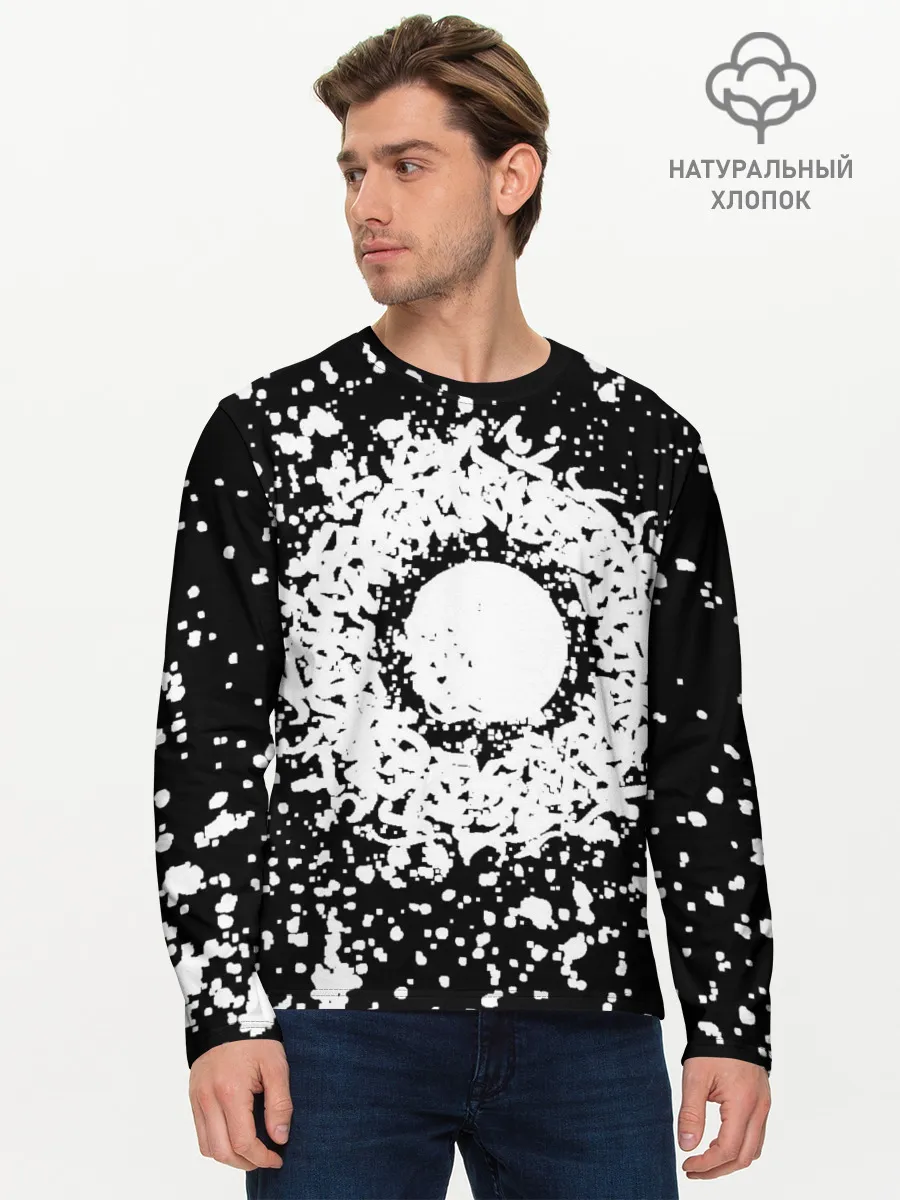 Мужской лонгслив базовый / Каллиграфия на чёрном фоне