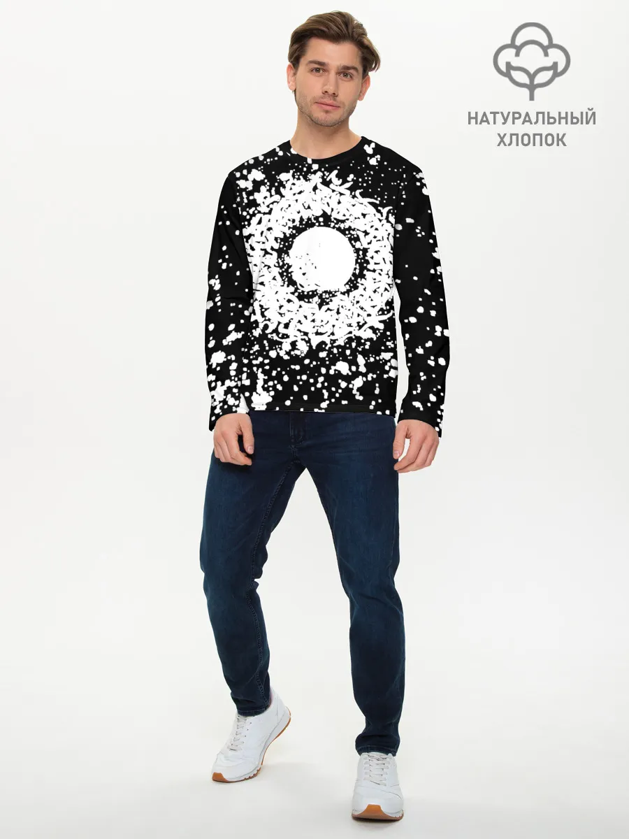 Мужской лонгслив базовый / Каллиграфия на чёрном фоне