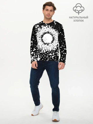 Мужской лонгслив базовый / Каллиграфия на чёрном фоне