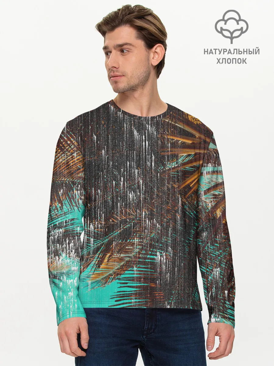 Мужской лонгслив базовый / Palm glitch art