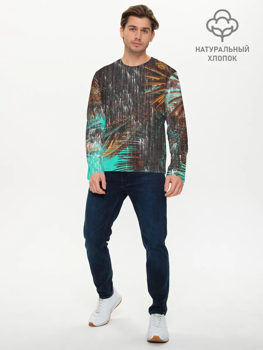 Мужской лонгслив базовый / Palm glitch art
